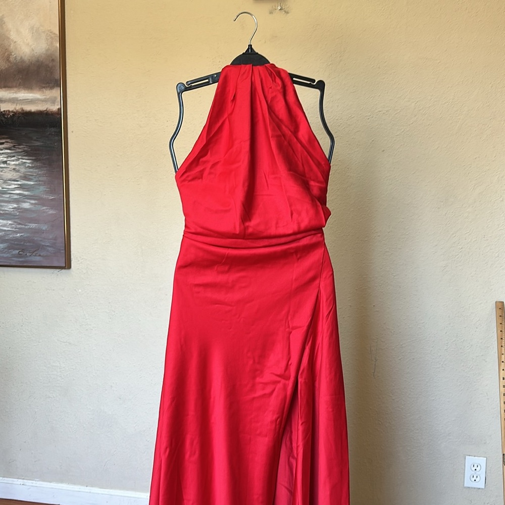 HOUSE OF CB 'Zanab' Red Rose Thigh Slit Maxi Dress NWOT size M - Picture 12 of 13